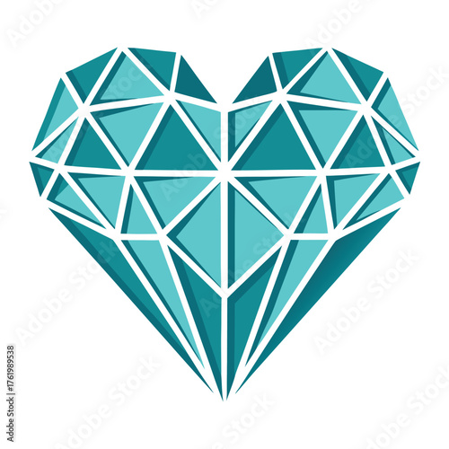 Geometric teal diamond heart shape