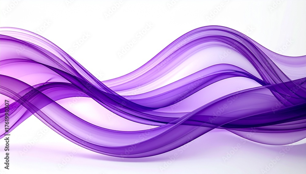 Fototapeta premium Abstract Purple Wave Background. Elegant flowing violet lines on white, perfect for modern digital art, banners, and creative graphic design.