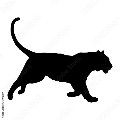 Black panther stalking motion silhouette animal
