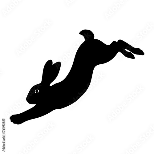 Black rabbit leaping dynamic motion black silhouette
