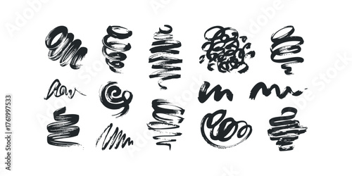 Collection of Textured Brush Strokes and Swirls
