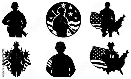Powerful patriotic tribute to US military veterans, honoring service and sacrifice, perfect for Memorial Day and Veterans Day designs, scalable vector art