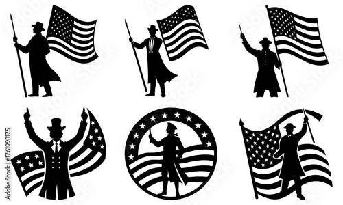 Patriotic American pride celebrating freedom with vintage flag waving, honoring heritage and independence, a symbol of unity and national spirit