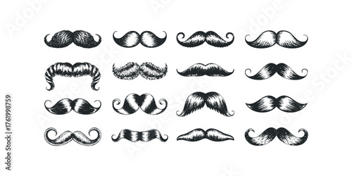 Collection of Hand Drawn Mustache Styles