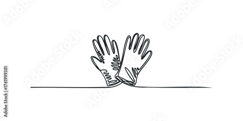 Minimalist outline of a pair of gardening gloves