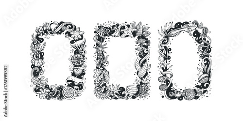 Collection of Three Ornate Decorative Frames with Sea Life and Botanicals