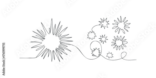 Abstract Burst Star Shape Continuous Line Art
