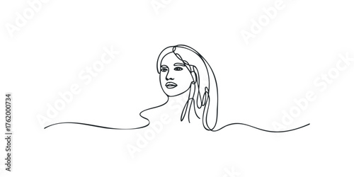 Minimalist Single Line Drawing of a Woman's Profile