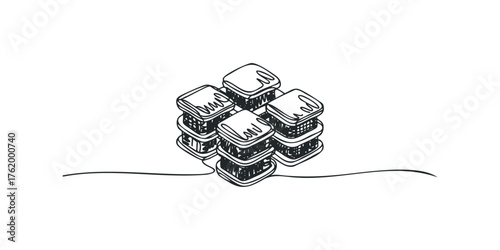 Hand drawn stack of layered cakes