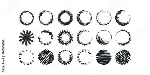 Collection of Grungy Circular Frame and Shape Elements