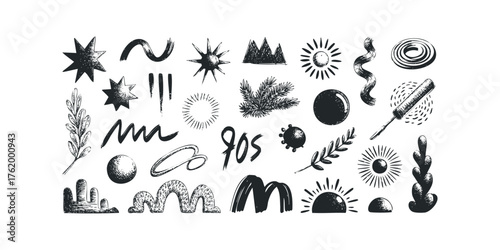 Collection of Hand Drawn Abstract Shapes and Symbols