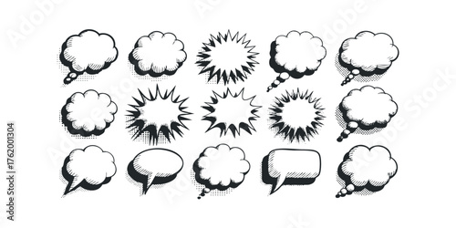 Collection of comic book style speech bubbles