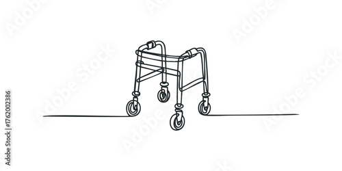 Simple Line Drawing of a Wheeled Walker