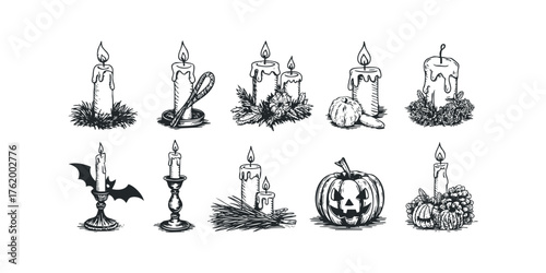 Halloween candle and pumpkin graphic collection