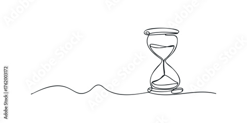 Continuous line drawing of an hourglass