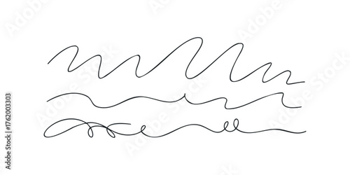 Three Black Wavy Lines on White