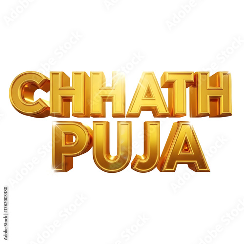 Golden Chhath Puja Text on Black Background