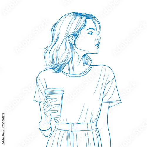 minimal line art vector illustration of trendy paperbag waist