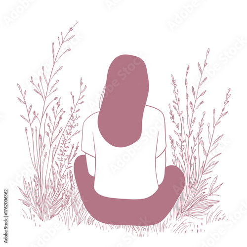 modern vector illustration of serene contemplation