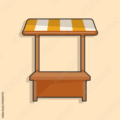 Illustration of an empty Market Kiosk in flat design style.