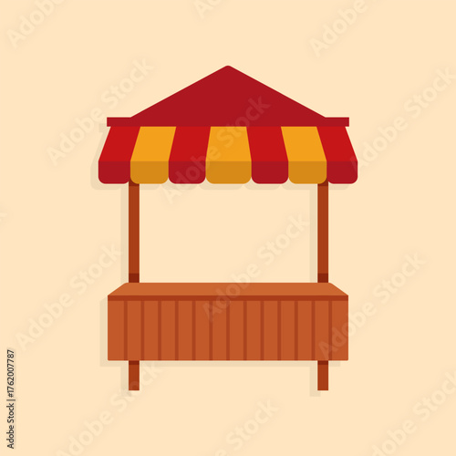 Illustration of an empty Market Kiosk in flat design style.