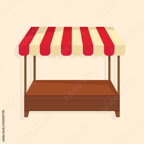 Illustration of an empty Market Kiosk in flat design style.