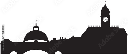 Outline Of Tubingen Skyline Landmark Building Architecture Urban Travel Scenery View