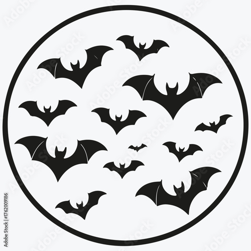 bats circle sketch illustration vector
