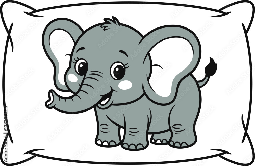 Fototapeta premium Cute elephant cartoon vector illustration pillow design art
