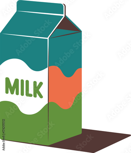 Milk carton illustration dairy product drink beverage container