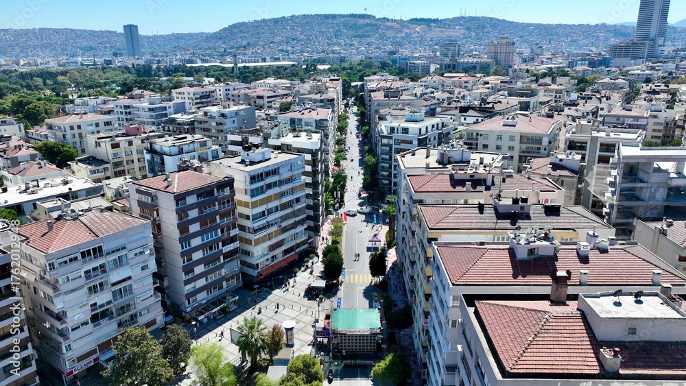 Fototapeta premium High quality landscape photo of Izmir city taken with a drone