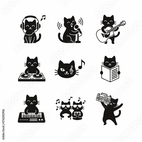Black Cat love like approve icons cats twitch emotes white isolated background