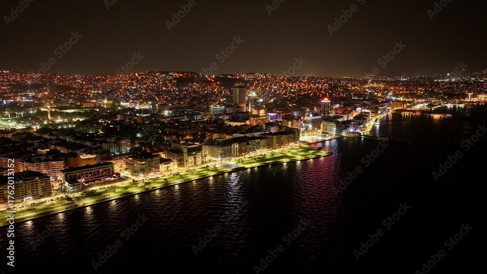 Fototapeta premium High quality landscape photo of Izmir city taken with a drone