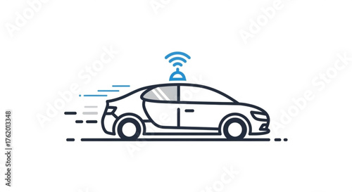 Autonomous car with sensor on top, representing selfdriving technology, innovation, and the future of transportation