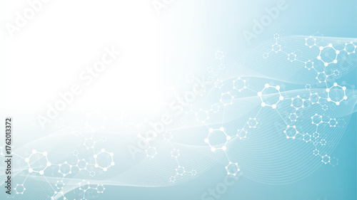 Health care or medical abstract background with hexagons, lines and dots. Scientific innovation banner template concept. Biology and pharmaceutical technology background. Vector illustration.