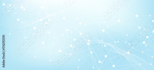 Global network connection website header or banner design. Abstract background with connecting dots and lines. Global business. Social network communication. Internet technology. Vector illustration