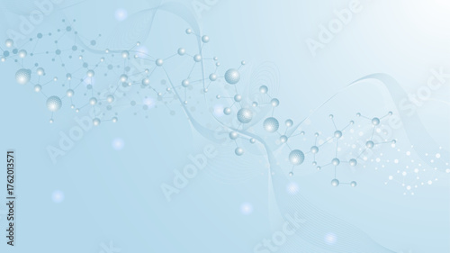 Structure molecule and communication. Dna, atom, neurons. Scientific concept for your design. Connected lines with dots. Medical, technology, chemistry, science background. Vector illustration.