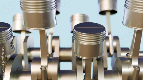 Photos A 3d illustration of pistons, connecting rods and crankshaft, conveying a sense of precision mechanical engineering and the core components of an internal combustion engine
