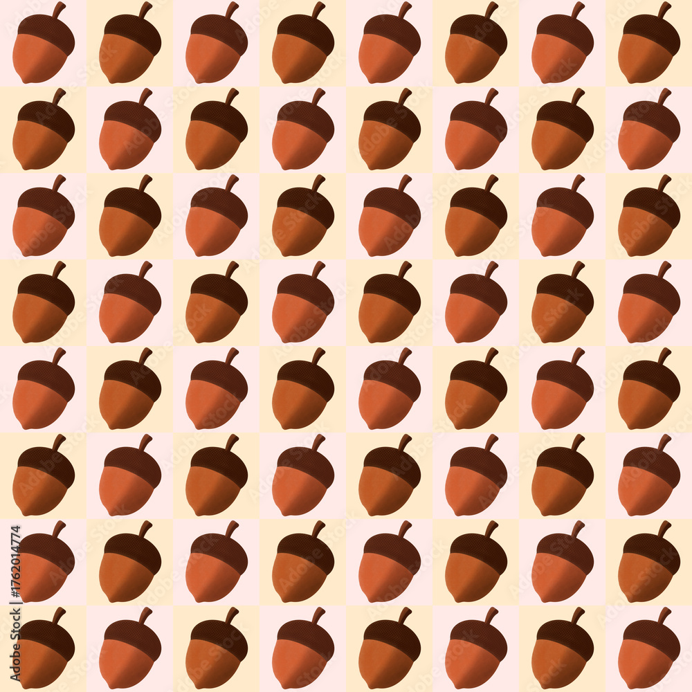 Fototapeta premium Seamless Acorn Pattern with Warm Autumn Colors