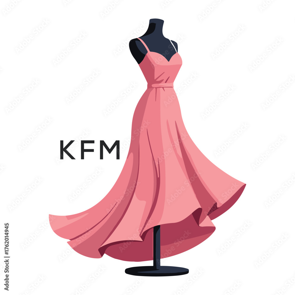 Obraz premium KFM Elegant Pink Dress. KFM Logo Design for Fashion Boutique, Clothing Brand, and Tailor KFM Shop Branding.