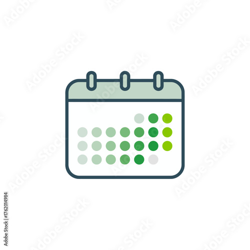 Single calendar icon, daily progress dots, sober month planner, habit building tracker, minimalist schedule symbol, editable vector