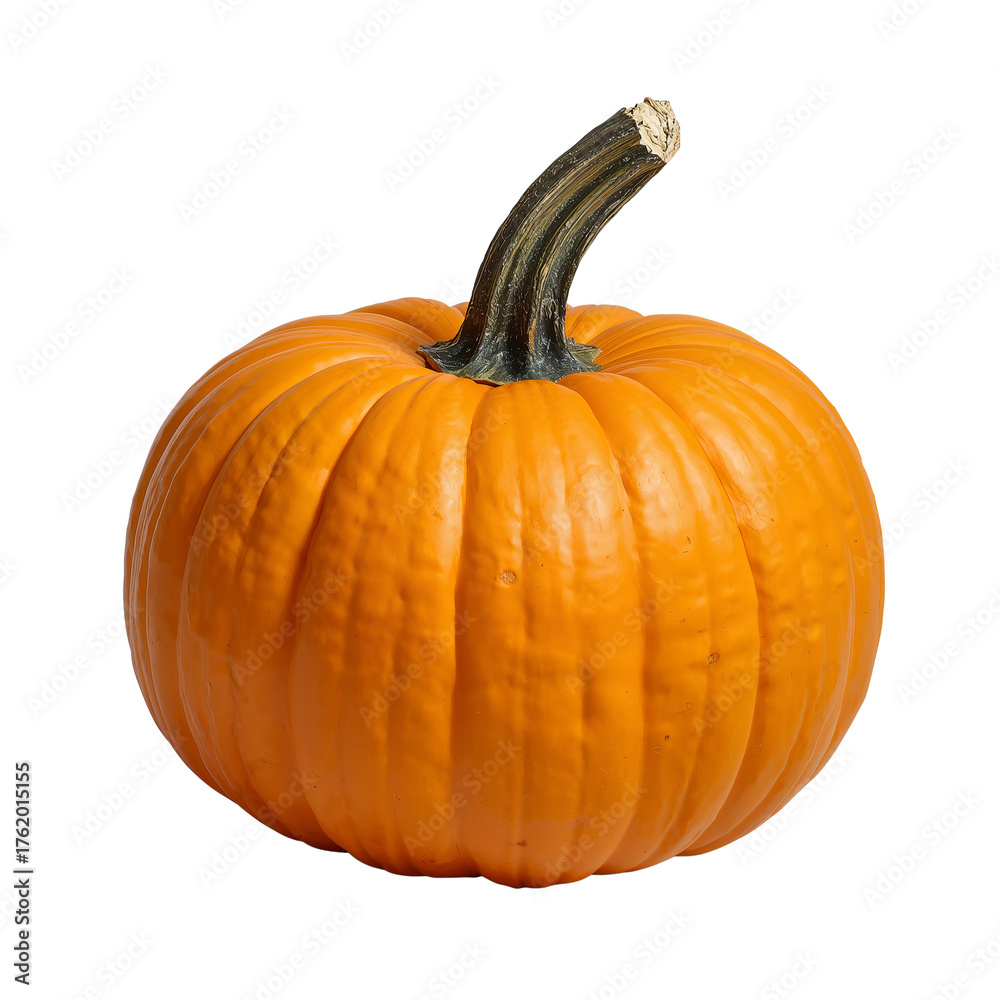 Obraz premium Vibrant orange autumn squash with sturdy green stem presented in high resolution and isolated