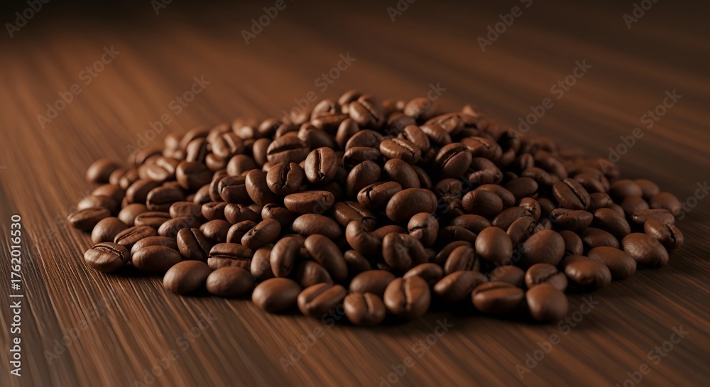 Fototapeta premium Fresh Coffee Beans Close-Up: Aromatic, Rich Flavor and Texture