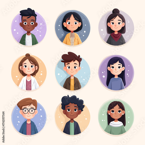 Vector SVG Illustration of Diverse Characters in Flat Modern Style with Bright Colors for Web and Digital Use