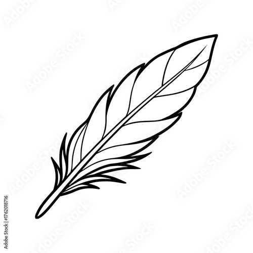 Floating Feather Minimal Outline Vector Illustration
