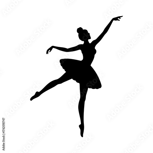 Ballerina Dancing Gracefully Silhouette Vector Art