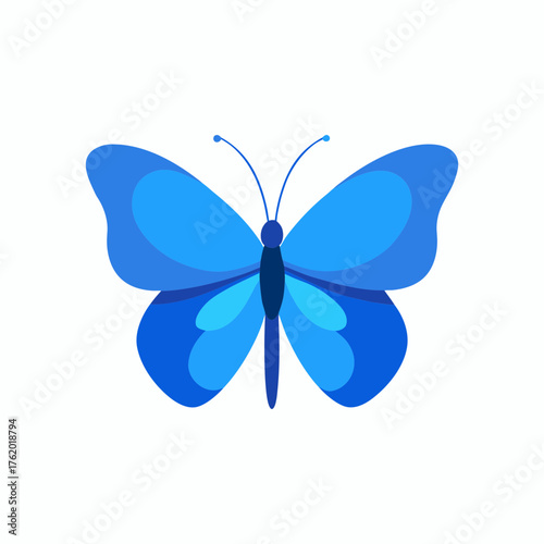 Single Blue Butterfly With Delicate Wings Vector Art