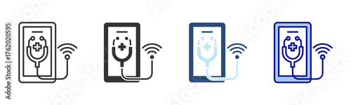 Telemedicine Icon Set. Designed In Multi Style
