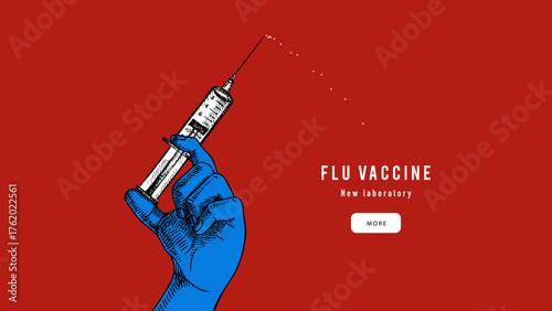 Trendy collage of sketch medical hand with syringe preparing injection. Clinical, scientific, immunization, vaccination, medical, pharmaceutical concept. Hand drawn isolated vector illustration.