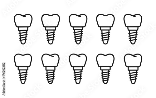Dental health and tooth care icons set. Healthy teeth, cavity, protection, prevention, dentistry. Outline vector illustrations